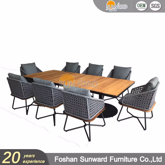 Aluminum Garden Patio Outdoor Furniture Rope Wicker Rattan Dining Chair and Table